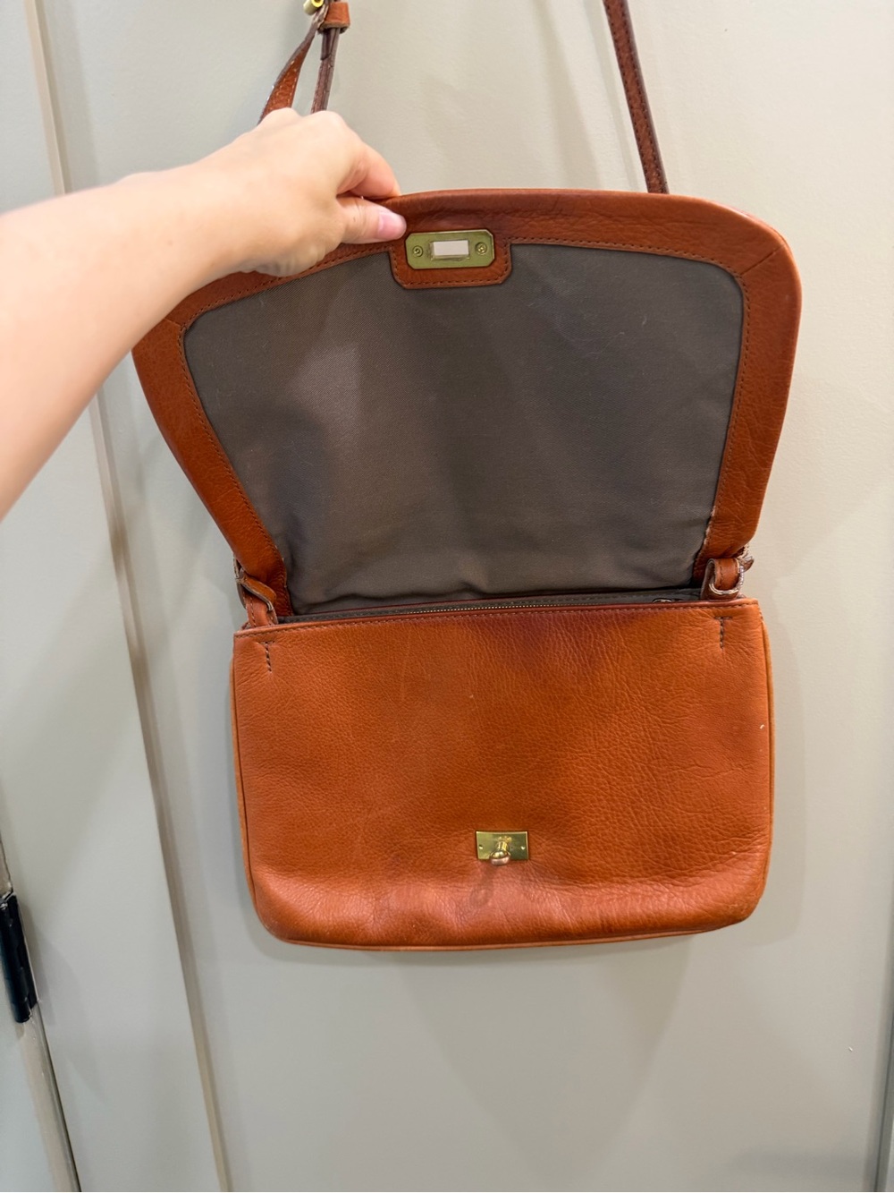 Vintage J.Crew cognac turn-lock bag - Picture 4 of 7
